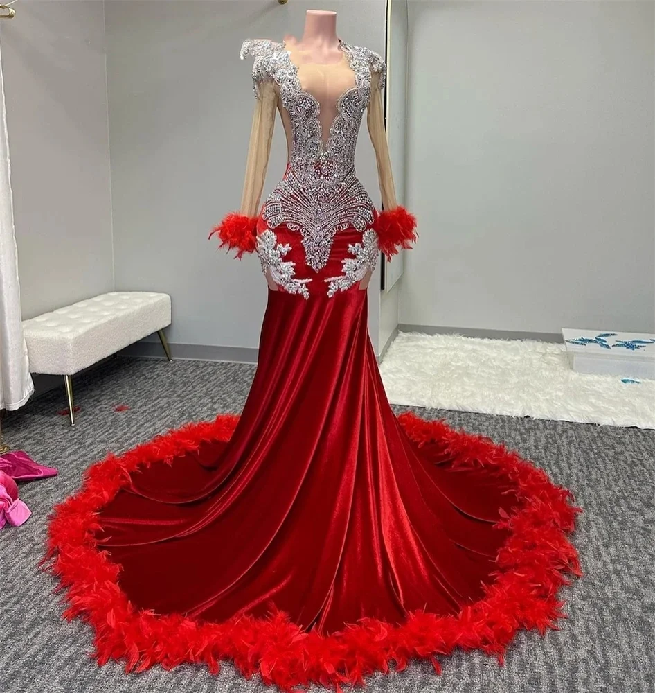 New Design Sparkly Diamonds Fuchsia Prom Dress Crystals Rhinestone Beading Ruffles Birthday Party Dress Evening Gown Custom