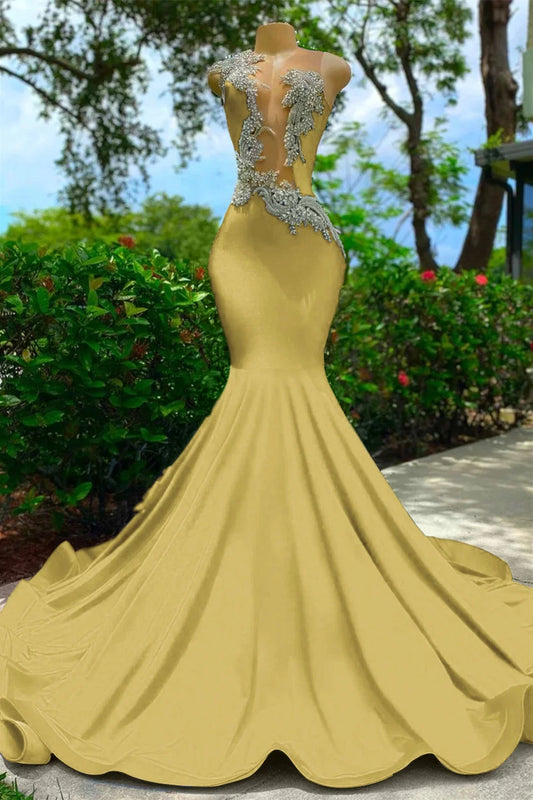 Royal Blue Sleeveless Mermaid Prom Dress with Sexy Cut Out and Appliques