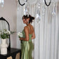 Light Green High Split Beaded Spaghetti Mermaid Prom Dresses For Black Girls Luxury Evening Dress Luxury Wedding Party Gown