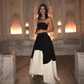 Saudi Arabic Strapless Satin Evening Dresses Dubai A-Line Ruched Ruffles Long Prom Dress Women Formal Party Gowns