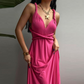 Women Casual Summer Backless Banquet Dress Fashion Sleeveless Slim Fit Long Dress New Elegant Lady Temperament Sling Maxi Dress