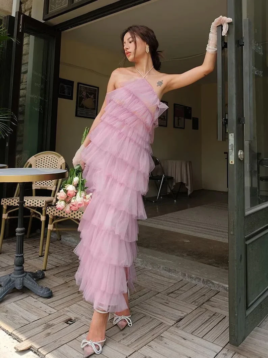 Elegant Halter Layered Tulle Prom Dress