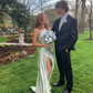 Sage Green Satin Long Prom Dress Graduation Dress