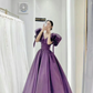 Satin Purple Puffy Sleeves Corset Prom Dress Pageant Party Dress Gala Sweet 16 Quinceanera Gown