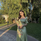 Sage Green A-line Satin Prom Dress