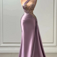 Elegant Long A-line One Shoulder Sleeveless Prom Dress With Appliques