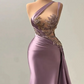 Elegant Long A-line One Shoulder Sleeveless Prom Dress With Appliques