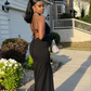 Charming Black Trumpet/Mermaid Long Prom Dress,Black Evening Dress