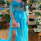 Off The Shoulder Blue Long Prom Dress,Charming Blue Evening Dress