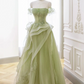 Sage Green Tulle Prom Dress,A-line Tulle Prom Gown