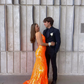 2024 Orange Backless Prom Dress, Orange Mermaid Prom Gown