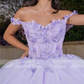 Lilac Princess Ball Gown Quinceanera Dresses 2023 Off Shoulder Butterfly Appliques Crystal Vestido De 15 Anos 16th Prom Evening