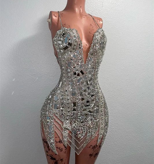 Sexy Silver Cocktail Dresses Luxury Short Prom Dress For Black Girls 2024 Beaded Crystal Birthday Party Gowns Mini Cocktail Home