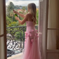 3D Flowers Prom Dresses Strapless Split A-Line Dubai Arabia Women Evening gowns Formal Special Occasion Dress Vestidos