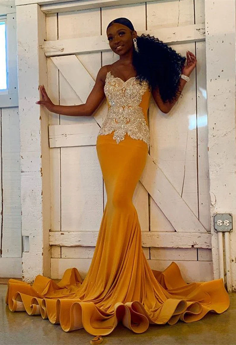 Yellow Prom Dresses Luxurious crystal sheer tulle prom dresses sleeveless,evening gowns,mermaid prom dress ,eception dress, fairy prom dress