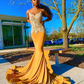 Yellow Prom Dresses Luxurious crystal sheer tulle prom dresses sleeveless,evening gowns,mermaid prom dress ,eception dress, fairy prom dress