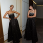 Fashion Exquisite Strapless A-line Evening Dresses Rhinestone Satin Custom Dress