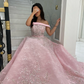 Elegant Off-the-shoulder A-line Evening Dresses Paillette Organza Custom Dress