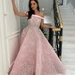 Elegant Off-the-shoulder A-line Evening Dresses Paillette Organza Custom Dress