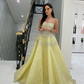 Simple Strapless A-line Evening Dresses Paillette Organza Floor Length Custom Dress