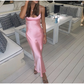 Pink Camis Satin Long Dresses Elegant Sleeveless Slip Holiday Party Dresses Sexy Casual Backless Summer Dresses Women