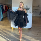 Unique Pleated Mesh Cocktail Dresses Off The Shoulder Ruffles Tulle A Line Evening Prom Gowns Fashion Short Homecoming Dress