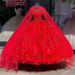 Stuning Red Quinceanera Dresses 3D Floral Girl Birthday Party Prom Gowns Vestidos De 15 Sweet 16 Robe Vestido De Noche