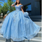 Sweet Blue Girls Ball Gown Quinceanera Dressesn Princess Formal Birthday Party Gowns vestidos de 15 quinceañera 16