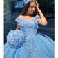 Sweet Blue Girls Ball Gown Quinceanera Dressesn Princess Formal Birthday Party Gowns vestidos de 15 quinceañera 16