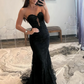 TULLE LACE BLACK SEE THROUGH TRUMPET MERMAID PROM DRESS