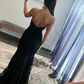 TULLE LACE BLACK SEE THROUGH TRUMPET MERMAID PROM DRESS