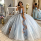 Sky Blue Princess Quinceanera Dresses Ball Gown Sweetheart Tulle Appliques Lace Sweet 16 Dresses 15 Años Custom