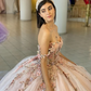 Champagne Princess Quinceanera Dresses Ball Gown Sweetheart Tulle Appliques Sweet 16 Dresses 15 Años Custom