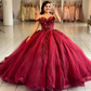 Burgundy Princess Quinceanera Dresses Ball Gown Sweetheart Tulle Appliques Sweet 16 Dresses 15 Años Custom