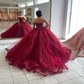 Burgundy Princess Quinceanera Dresses Ball Gown Sweetheart Tulle Appliques Sweet 16 Dresses 15 Años Custom