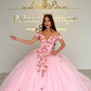 Pink Princess Quinceanera Dresses Ball Gown Off The Shoulder Tulle Appliques Sweet 16 Dresses 15 Años Custom