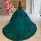 Teal Blue Princess Quinceanera Dresses Ball Gown Off The Shoulder Tulle Appliques Sweet 16 Dresses 15 Años Mexican