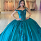 Teal Blue Princess Quinceanera Dresses Ball Gown Off The Shoulder Tulle Appliques Sweet 16 Dresses 15 Años Mexican