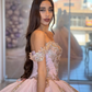 Champagne Princess Quinceanera Dresses Ball Gown Off The Shoulder Tulle Appliques Sweet 16 Dresses 15 Años Mexican