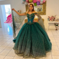 Teal Blue Princess Quinceanera Dresses Ball Gown Off The Shouler Sequins Beaded Sweet 16 Dresses 15 Años Mexican