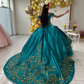 Teal Blue Princess Quinceanera Dresses Ball Gown Off The Shouler Appliques Sweet 16 Dresses 15 Años Mexican