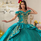 Teal Blue Princess Quinceanera Dresses Ball Gown Off The Shouler Appliques Sweet 16 Dresses 15 Años Mexican