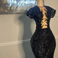 Black African American Prom Dresses Mermaid Short Sleeves Lace Black Girls Nigeria Robe De Soiree Evening Dresses Gown