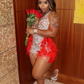 Red Luxury Sheer Feather Short Prom Dresses For Black Girls Sexy Women African Cocktail Dresses Birthday Party Homecoming