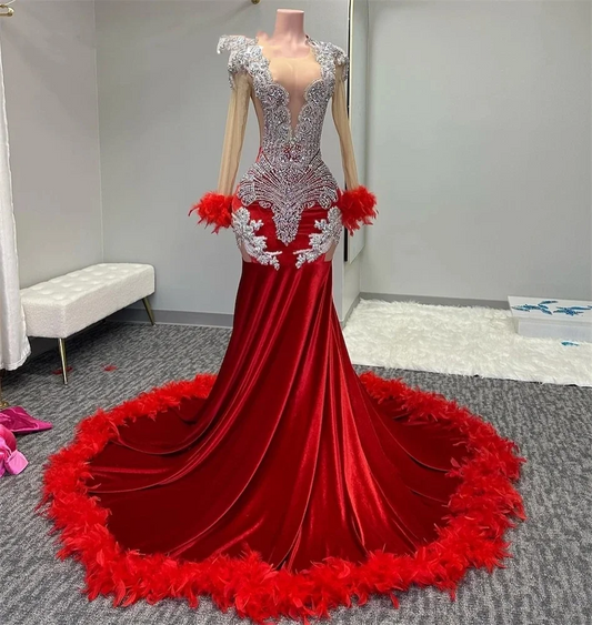 New Design Sparkly Diamonds Fuchsia Prom Dress Crystals Rhinestone Beading Ruffles Birthday Party Dress Evening Gown Custom