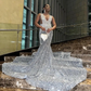 Sparkly Sliver Prom Dresses Beading African Black Girls Mermaid Party Gowns Sequin Evening Dress Vestidos De Graduacion