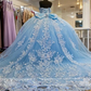 Princess Blue Off The Shoulder Ball Gown Quinceanera Dress Beaded Birthday Prom Dresses Appliques Graduation Gown Vestido De 15