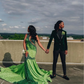 Emerald Green Trumpet Evening Formal Dress for Women Sparkly Crystal Black girl Couple Birthday Homecoming gown Velvet