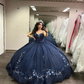 Midnight Blue Princess Quinceanera Dress Gillter Tulle Skirt Vestidos De 15 Anos Sequin Ballkleid Vestidos De Debutante Sweet 16