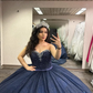 Midnight Blue Princess Quinceanera Dress Gillter Tulle Skirt Vestidos De 15 Anos Sequin Ballkleid Vestidos De Debutante Sweet 16